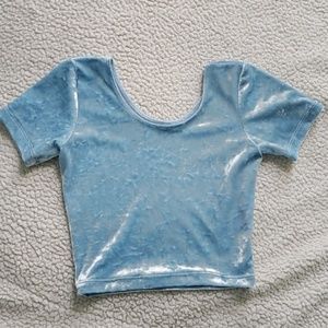 American apparel crushed light blue velvet crop xs